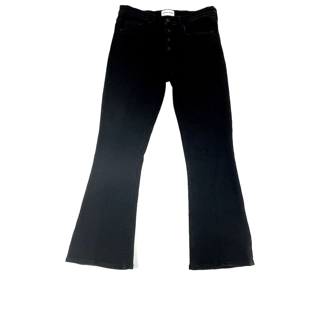 COTTON CITIZEN Black‎ Fly Raw Hem Center Seam Crop Flare Stretch Jeans Size 26